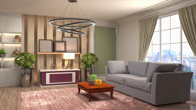 Illustration of the living room interior