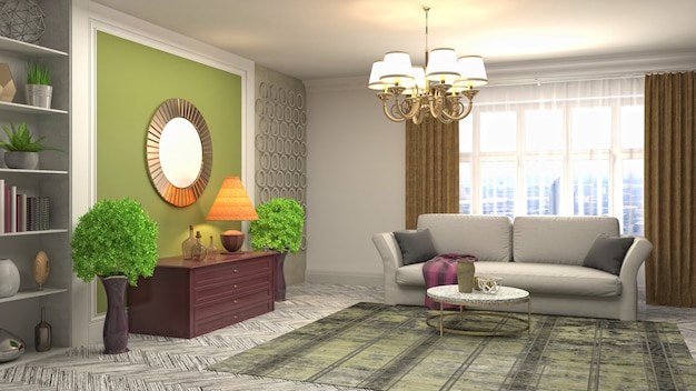 Illustration of the living room interior