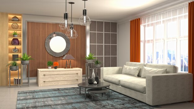 Illustration of the living room interior