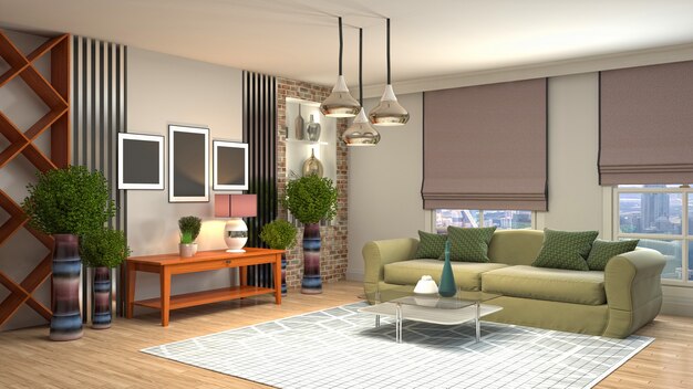 Illustration of the living room interior