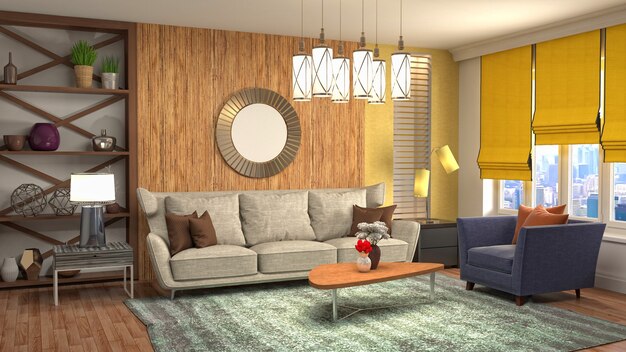 Illustration of the living room interior