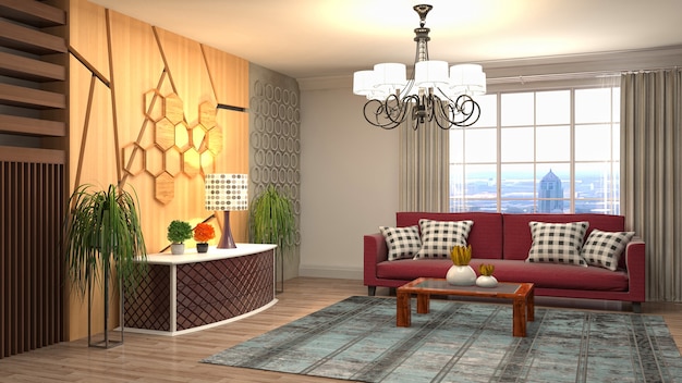 Illustration of the living room interior