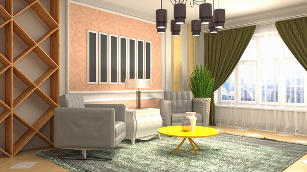 Illustration of the living room interior