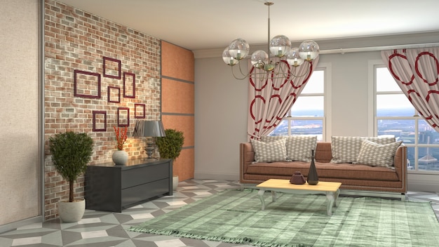 Illustration of the living room interior