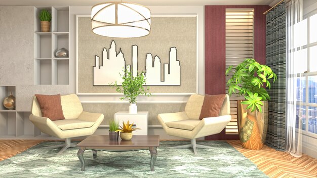 Illustration of the living room interior