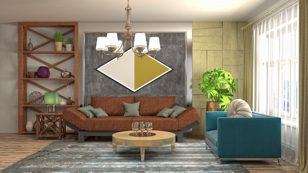 Illustration of the living room interior