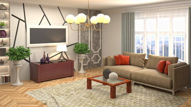 Illustration of the living room interior