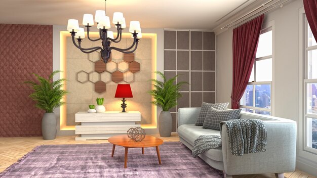 Illustration of the living room interior