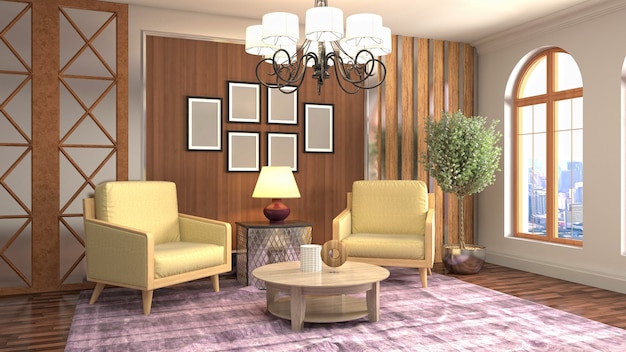 Illustration of the living room interior