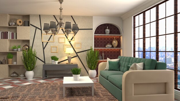 Illustration of the living room interior