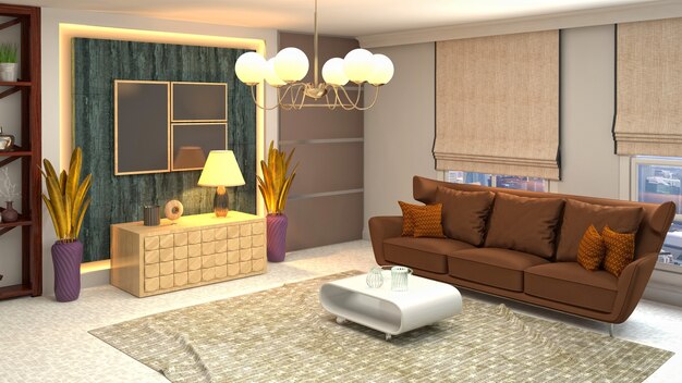 Illustration of the living room interior