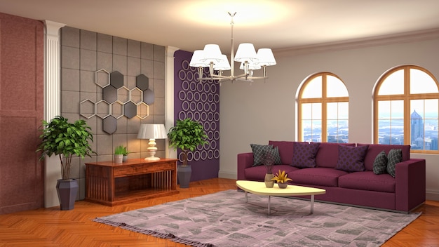 Illustration of the living room interior