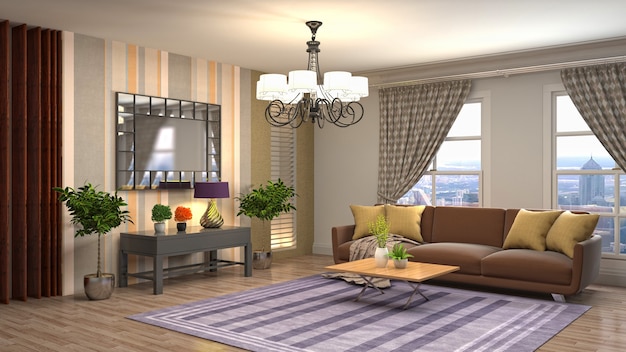 Illustration of the living room interior