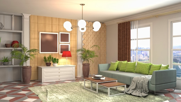 Illustration of the living room interior