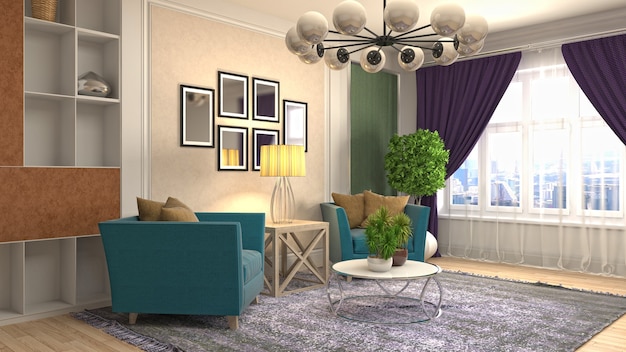 Illustration of the living room interior