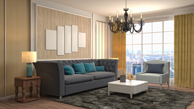 Illustration of the living room interior