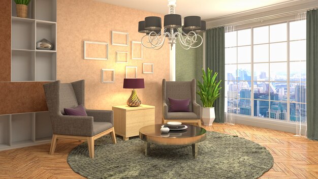 Illustration of the living room interior