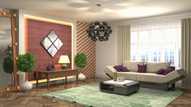 Illustration of the living room interior