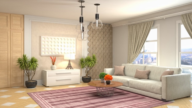 Illustration of the living room interior