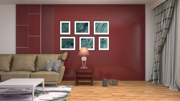 Illustration of the living room interior