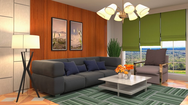 Illustration of the living room interior