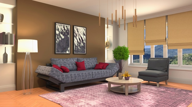 Illustration of the living room interior