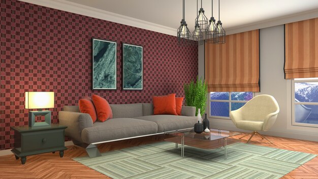 Illustration of the living room interior