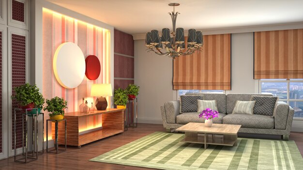 Illustration of the living room interior