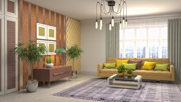 Illustration of the living room interior