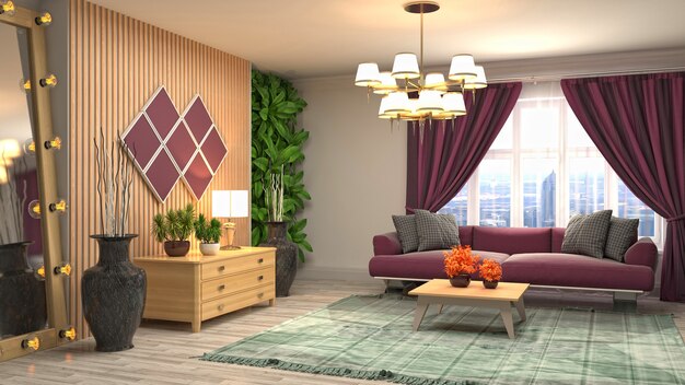 Illustration of the living room interior