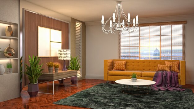 Illustration of the living room interior