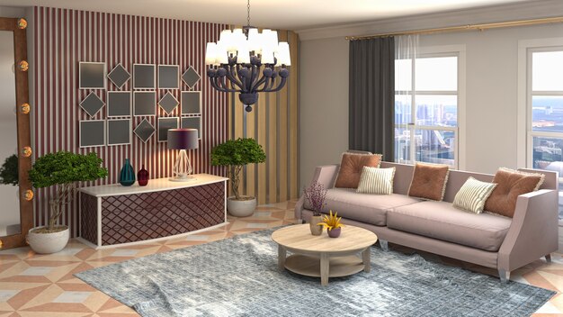 Illustration of the living room interior