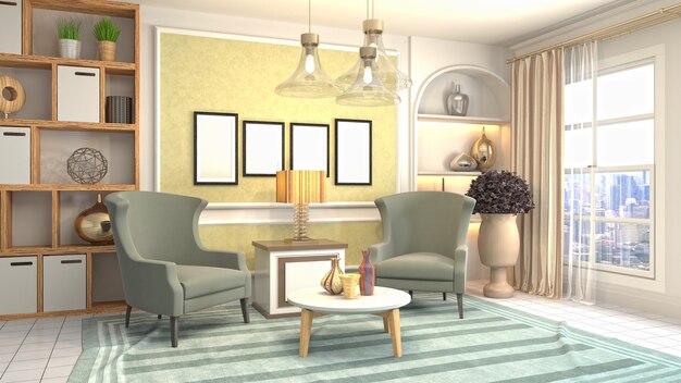 Illustration of the living room interior