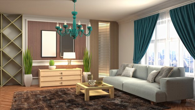 Illustration of the living room interior