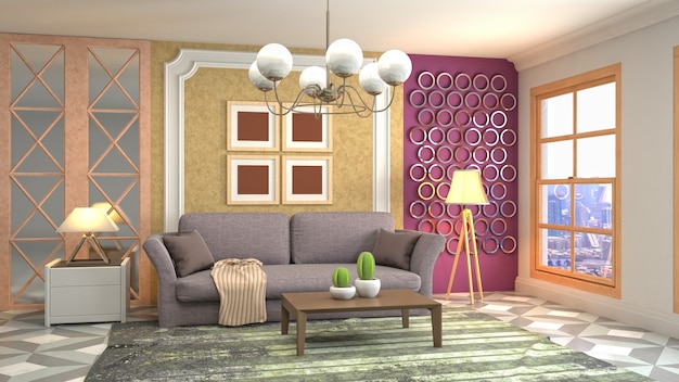 Illustration of the living room interior