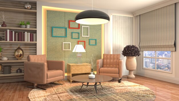 Illustration of the living room interior