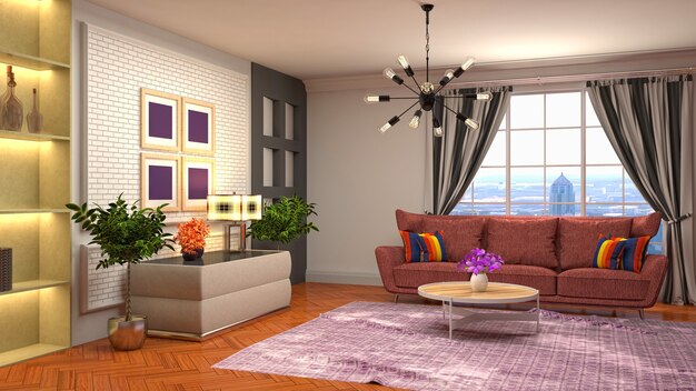 Illustration of the living room interior