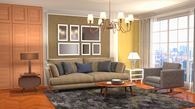 Illustration of the living room interior