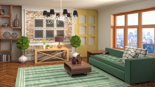 Illustration of the living room interior