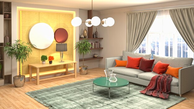 Illustration of the living room interior