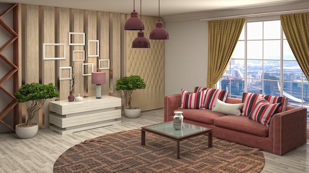 Illustration of the living room interior