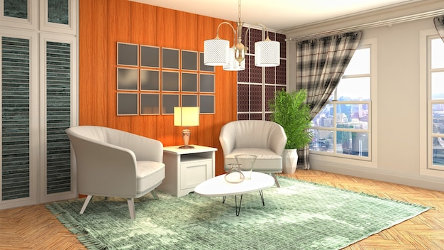 Illustration of the living room interior