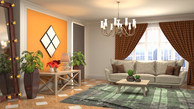 Illustration of the living room interior