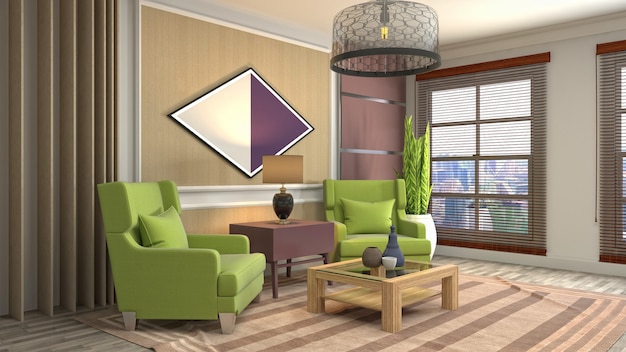 Illustration of the living room interior