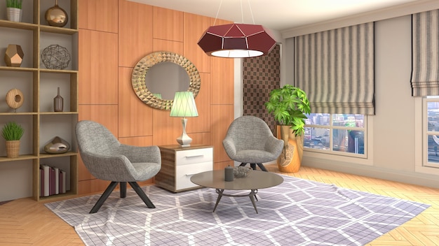 Illustration of the living room interior