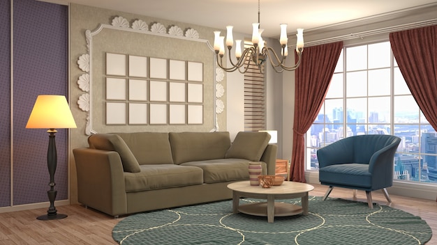 Illustration of the living room interior