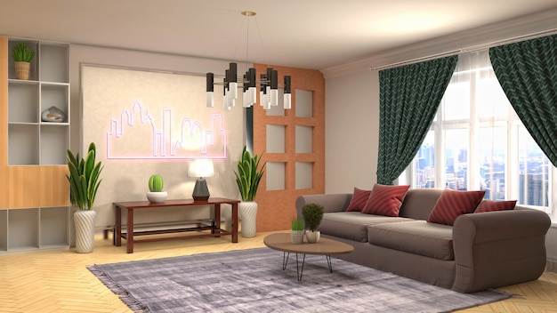 Illustration of the living room interior