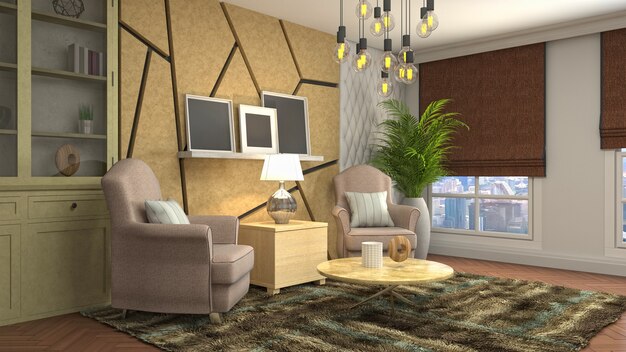 Illustration of the living room interior