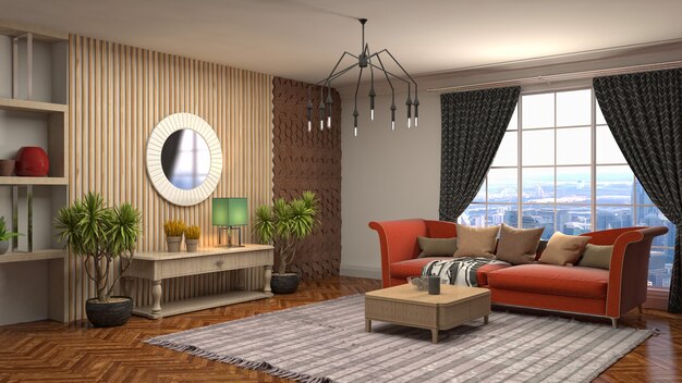 Illustration of the living room interior