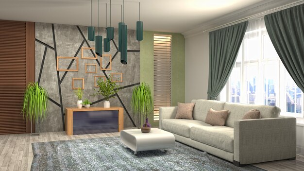 Illustration of the living room interior